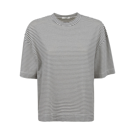 Circolo 1901 t-shirt donna in  jersey di cotone rigato ecrù e nero