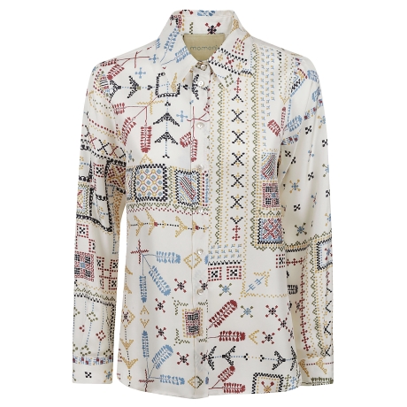 Momoni camicia donna in seta con stampa multicolor