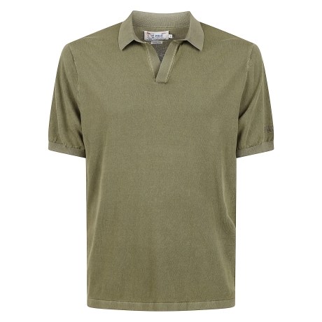 Saint Barth polo uomo sloan senza bottoni in maglia verde militare