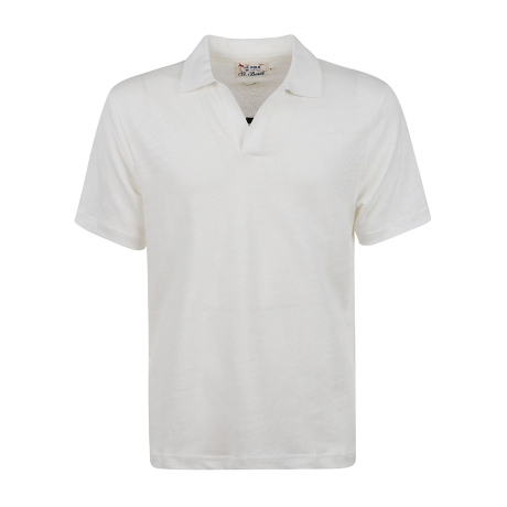 Saint Barth polo uomo frasen senza bottoni in lino bianco