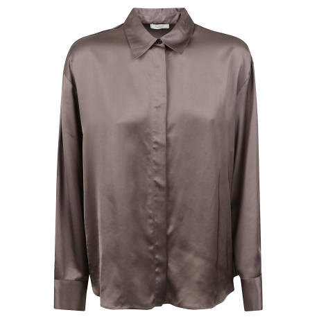 Peserico camicia donna in raso di viscosa marrone