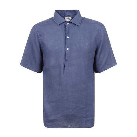 Saint Barth polo raphael uomo in lino blu