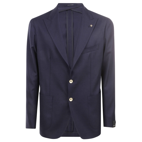 Tagliatore giacca uomo con bottoni dorati in lana blu
