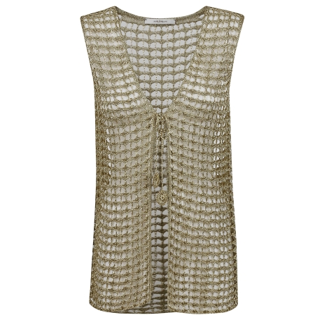 Maliparmi gilet donna in maglia lurex dorato
