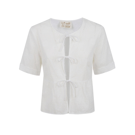 Saint Barth camicetta donna in pizzo sangallo bianco
