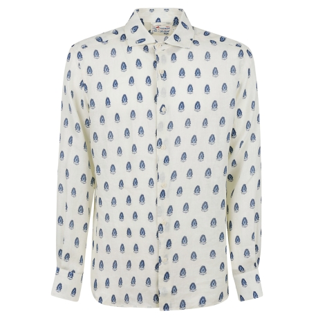 Saint Barth camicia uomo pamplona in lino in fantasia