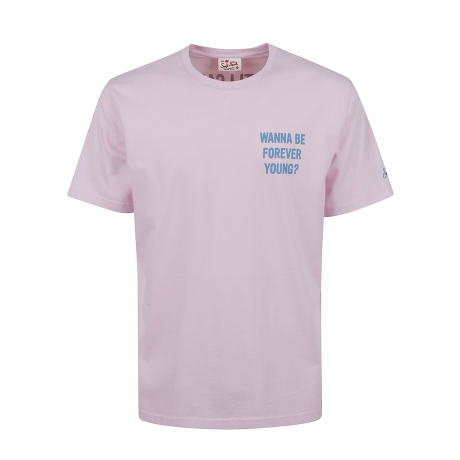 Saint Barth t-shirt uomo con maxi stampa forever young  in cotone rosa