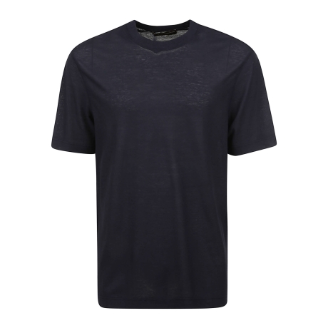 De Laurentiis t-shirt uomo in crepe di cotone leggero blu