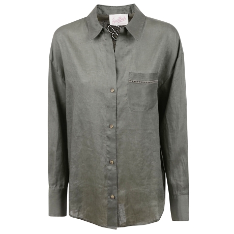 Saint Barth camicia donna crystal in lino grigia