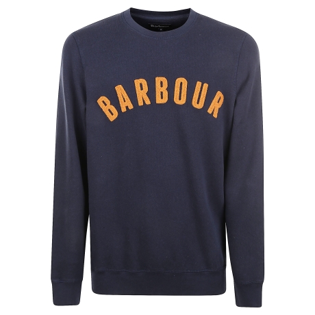 Barbour felpa uomo con logo ricamato in cotone blu
