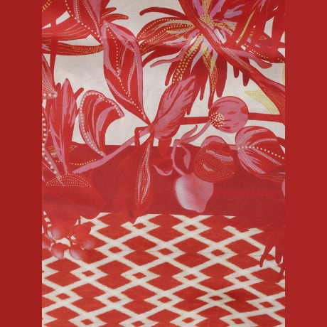 Maliparmi sciarpa donna in seta con fantasia floreale rosso