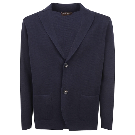 De Laurentiis giacca monopetto uomo in crepe di cotone blu