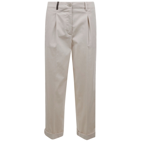Peserico pantalone donna in gabardina cotone stretch beige