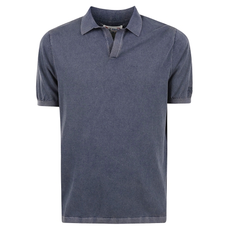 Saint Barth polo uomo sloan senza bottoni in maglia blu