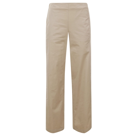Via Masini 80 pantalone donna  gamba dritta in popeline di cotone beige