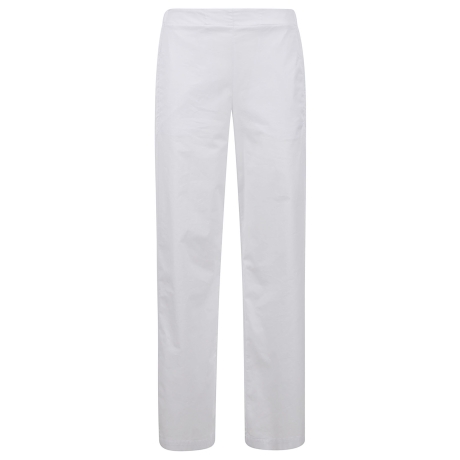 Via Masini 80 pantalone donna  gamba dritta in popeline di cotone bianco