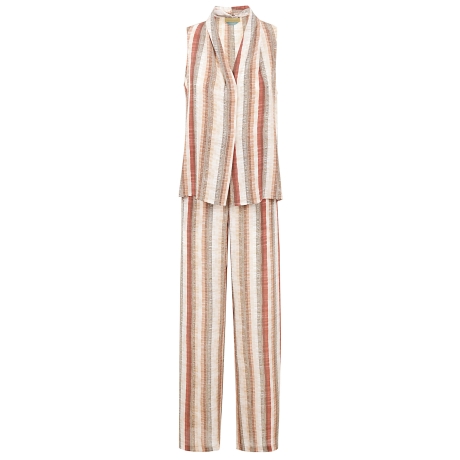 Momoni abito donna a righe in crepe de chine multicolor arancio