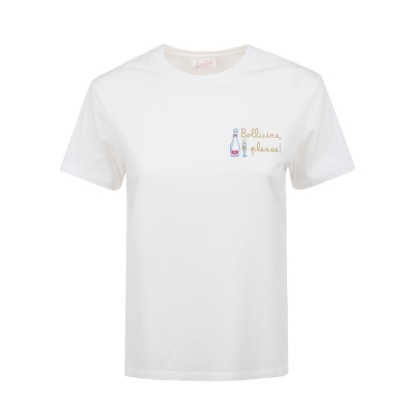 Saint Barth t-shirt donna emilie bollicine please in cotone bianco