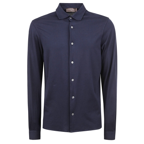 De Laurentiis camicia uomo in jersey di cotone blu
