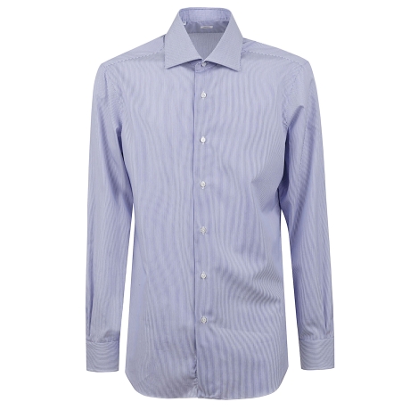 Barba camicia uomo in cotone mille righe bianco e azzurro