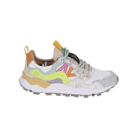 Flower Mountain scarpe donna in suede e nylon bianco e multicolor