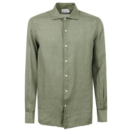 Saint Barth camicia uomo pamplona in lino verde militare