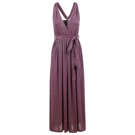 Momoni abito donna in jersey lurex malva