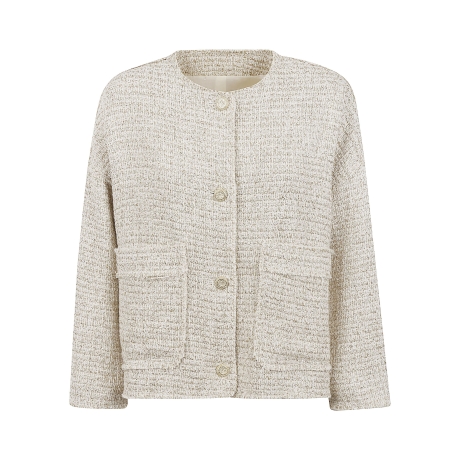 Momoni giacca donna in stuoia lurex  panna e oro