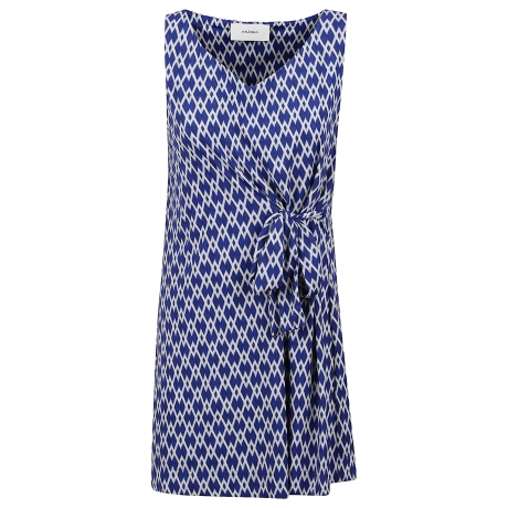 Maliparmi top donna con nodo in vita in jersey fantasia bluette