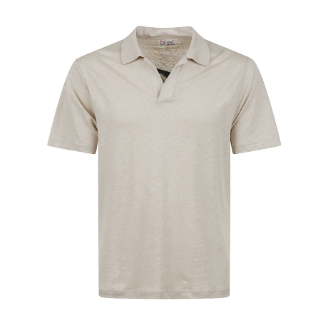 Saint Barth polo uomo frasen senza bottoni in lino beige