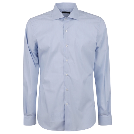 Fay camicia uomo in cotone fil à fil  stretch celeste