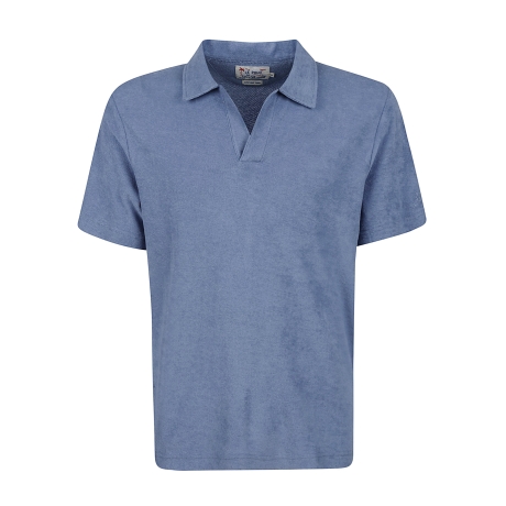 Saint Barth polo uomo jeremy in spugna celeste senza bottoni
