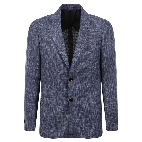 Lardini giacca monopetto uomo in lana,lino e seta blu chiaro