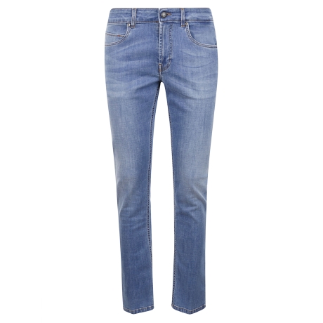 Fay jeans uomo 5 tasche in denim chiaro stretch