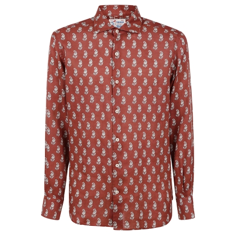 Saint Barth camicia uomo pamplona in lino in fantasia