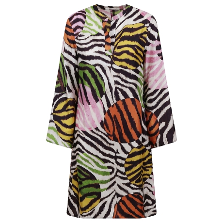 Maliparmi abito donna con scollo v in seta stampata fantasia animalier
