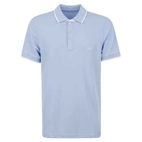 Fay polo uomo slim fit  in piquet stretch celeste