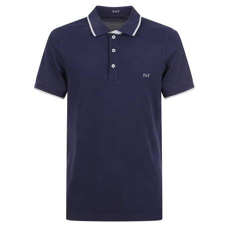 Fay polo uomo slim fit  in piquet stretch blu