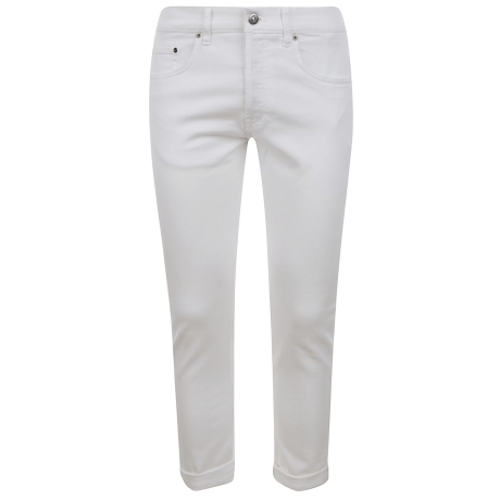 Dondup pantaloni uomo icon bull in denim di cotone bianco
