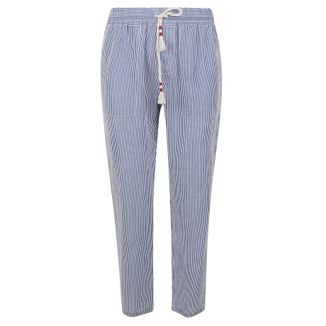 Saint Barth pantaloni uomo calais in lino a righe bianco e celeste