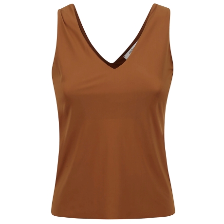 Maliparmi top in jersey di viscosa cammello