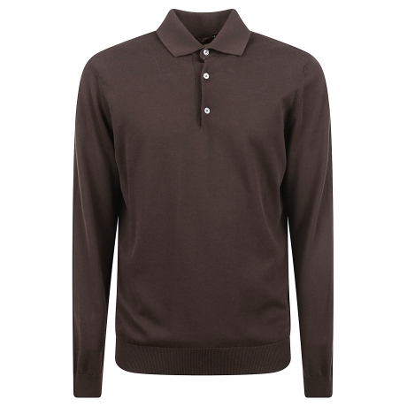 De Laurentiis polo uomo manica lunga in cotone marrone