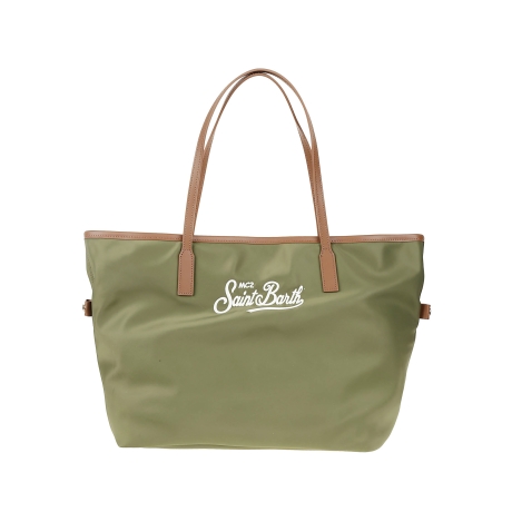 Saint Barth borsa donna city media in nylon verde militare