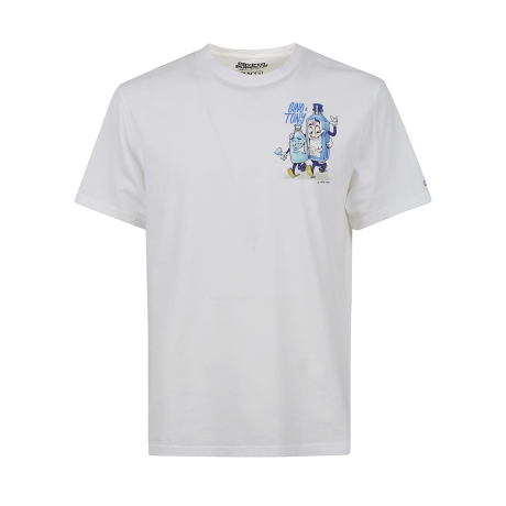 Saint Barth t-shirt uomo con maxi stampa gino tony  in cotone bianca