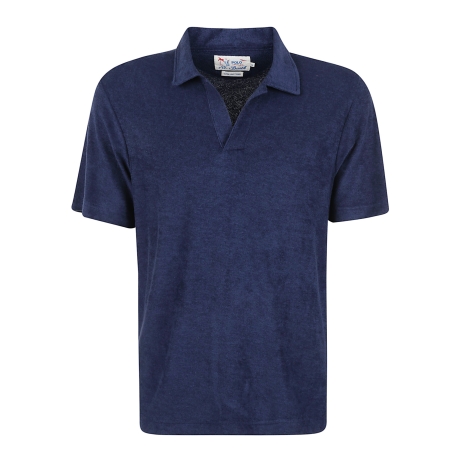 Saint Barth polo uomo jeremy in spugna blu senza bottoni