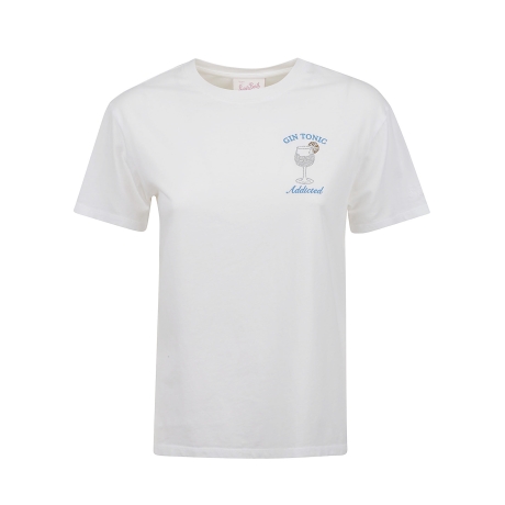 Saint Barth t-shirt donna emilie gin tonic addicted in cotone bianco