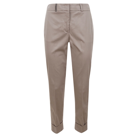 Peserico pantalone donna in gabardina di cotone beige