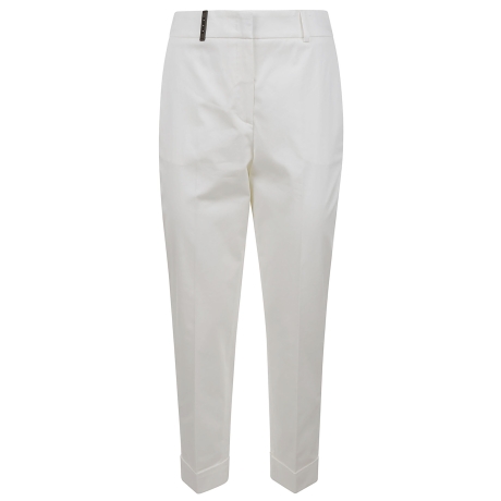Peserico pantalone donna in gabardina di cotone bianco