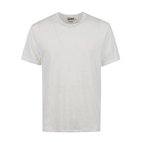 Saint Barth t-shirt uomo ecstasea in puro lino bianca