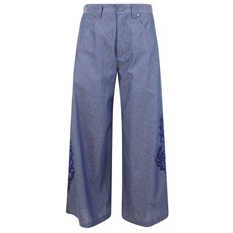 Maliparmi pantalone donna in chambray con ricami
